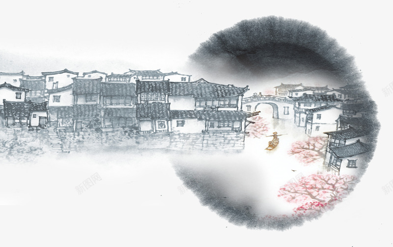 水墨风线条水乡徽派建筑png免抠素材_88icon https://88icon.com 中国风 古典风 古建筑 古风青砖 墨迹 徽派建筑 新图网 水乡 水墨风 线条