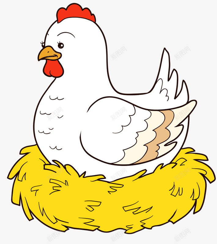 卡通手绘母鸡png免抠素材_88icon https://88icon.com 孵化小鸡 家禽 母鸡 白色