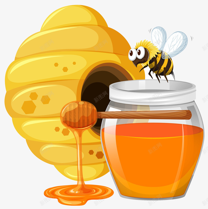 卡通蜜蜂与蜂蜜png免抠素材_88icon https://88icon.com AE 儿童插画 卡通 手绘 水彩 百科全书插画 矢量文件