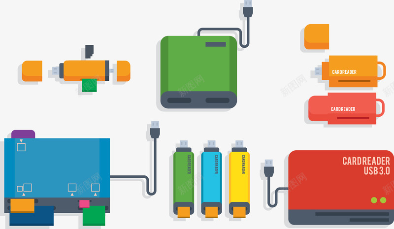 彩色充电宝USBpng免抠素材_88icon https://88icon.com USB 充电宝 彩色 数据线