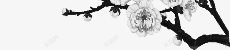 水墨风花朵黑白png免抠素材_88icon https://88icon.com 免抠 古风 植物 水墨