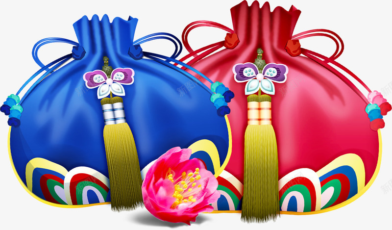 福袋png免抠素材_88icon https://88icon.com 天猫 布袋 效果 淘宝 福袋 红色 花 花朵 蓝色 袋子 装饰 金币袋 钱袋