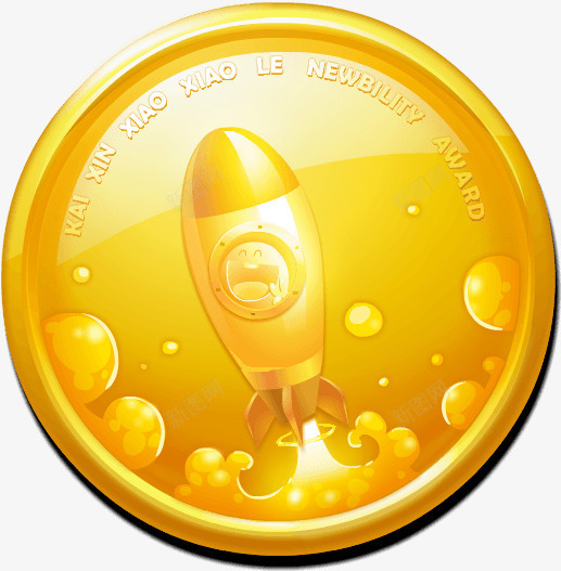 金色勋章金币火箭装饰png免抠素材_88icon https://88icon.com 勋章 火箭 装饰 金币 金色