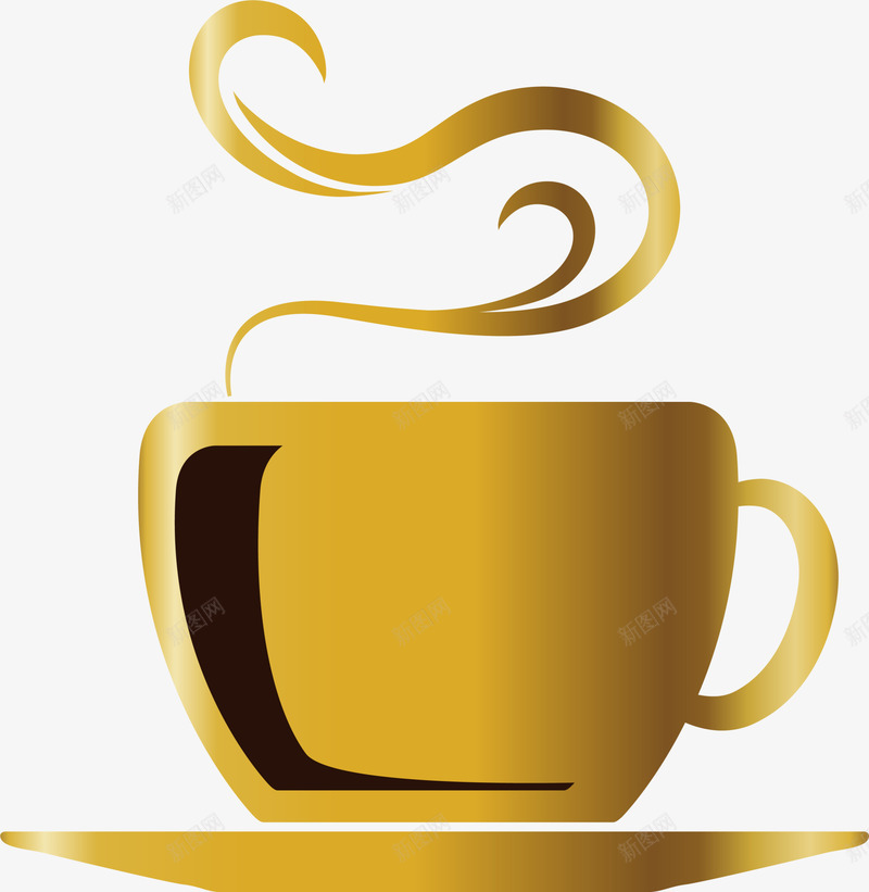 简约金色咖啡杯png免抠素材_88icon https://88icon.com 杯耳 水彩 简约咖啡杯 金色咖啡杯 金色碟子 香气