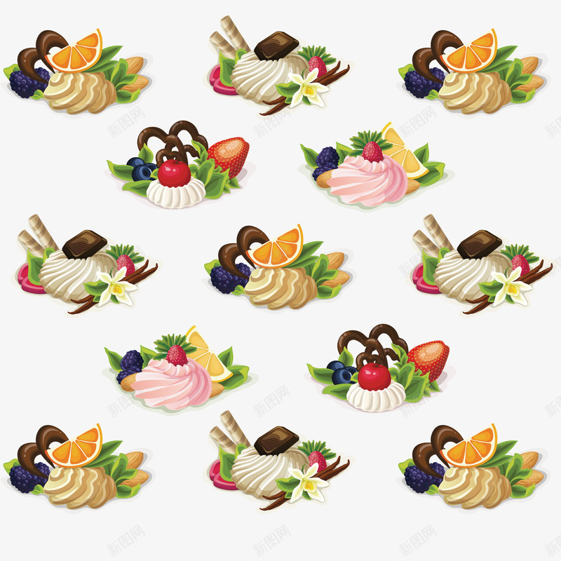 蛋糕元素矢量图ai免抠素材_88icon https://88icon.com 甜品 背景 蛋糕 装饰 食物 矢量图