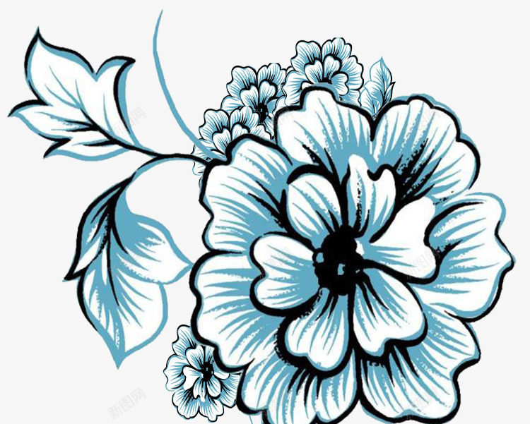 蓝色水墨花png免抠素材_88icon https://88icon.com 勿忘我花 小碎花 手绘画 浅蓝色 浪漫 精美 花朵 蓝树叶