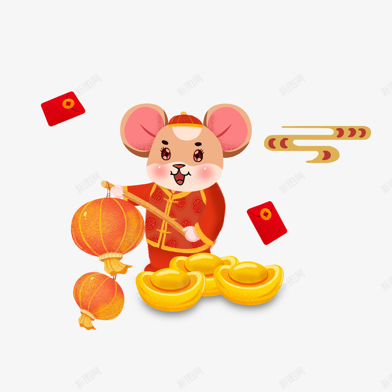 鼠年元素2020年新年元素png免抠素材_88icon https://88icon.com 2020年元素 云纹 元宝 手绘元素 红包元素 线条 鼠年元素