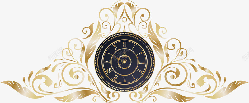 金色欧式花纹倒计时矢量图ai免抠素材_88icon https://88icon.com 倒数 倒计时 新年倒数 矢量png 金色花纹 钟表 矢量图