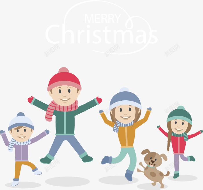 欢呼雀跃的孩子png免抠素材_88icon https://88icon.com 冬天 堆雪人 大雪 孩子们 开心 雪地