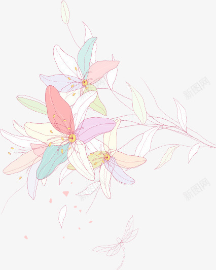 彩色淡雅花朵装饰png免抠素材_88icon https://88icon.com 彩色 淡雅 花朵 装饰