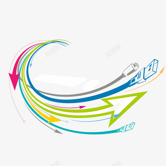 彩色数据线矢量图ai免抠素材_88icon https://88icon.com 彩色 彩色数据线 数据线 箭头 矢量图