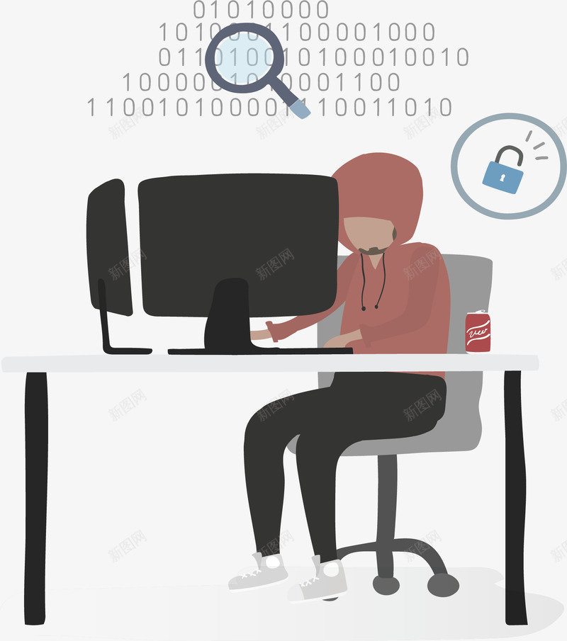 破解拥护密码的黑客矢量图ai免抠素材_88icon https://88icon.com 互联网 电脑黑客 矢量png 矢量图 破解密码 网络黑客 黑客 黑客小人