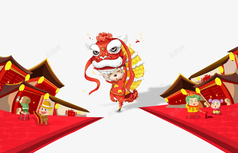 过年气氛psd免抠素材_88icon https://88icon.com 元宵 卡通 年货 新春 气氛 舞龙 过年