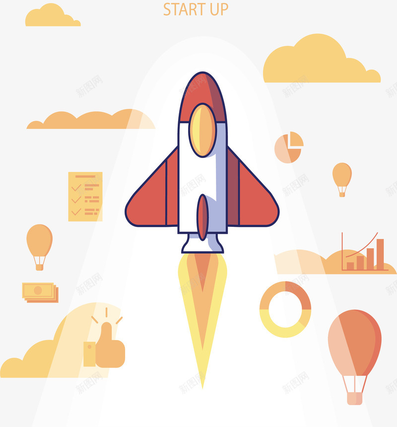 冲上云霄的启动火箭矢量图ai免抠素材_88icon https://88icon.com 冲上云霄 启动项 火箭 矢量png 项目启动 飞天火箭 矢量图