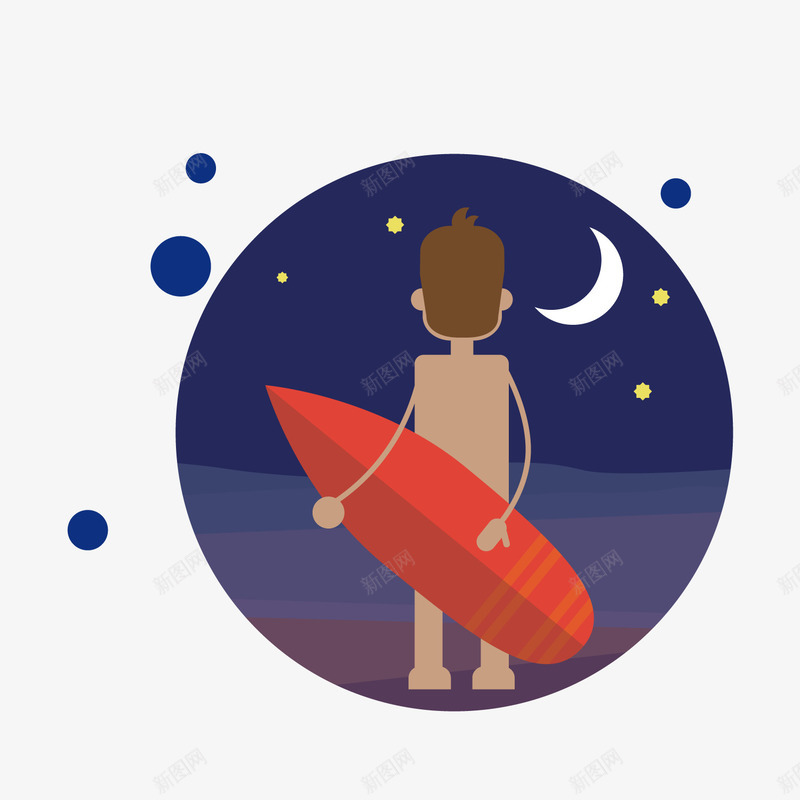 夜晚冲浪男子png免抠素材_88icon https://88icon.com 冲浪男子 夜晚 星星月亮 海边 男孩