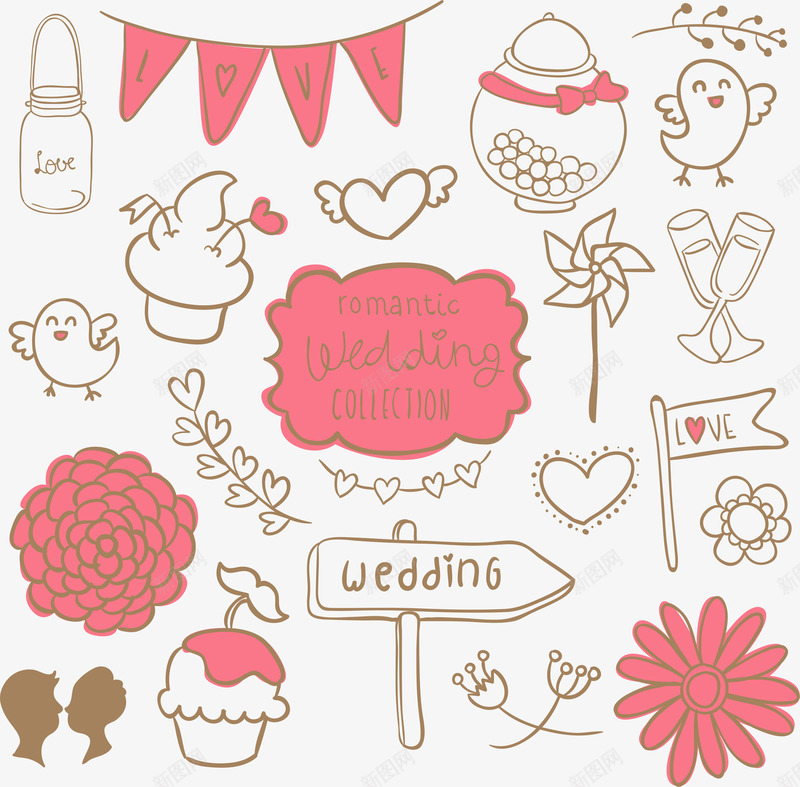 婚礼手绘图案cdr免抠素材_88icon https://88icon.com 喜帖 婚礼 手绘 电子喜帖 请帖 请柬