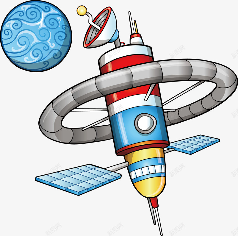 卫星火箭矢量图ai免抠素材_88icon https://88icon.com 卡通 尾气 扁平小火箭 扁平火箭 火箭尾气 科技 设计 矢量图