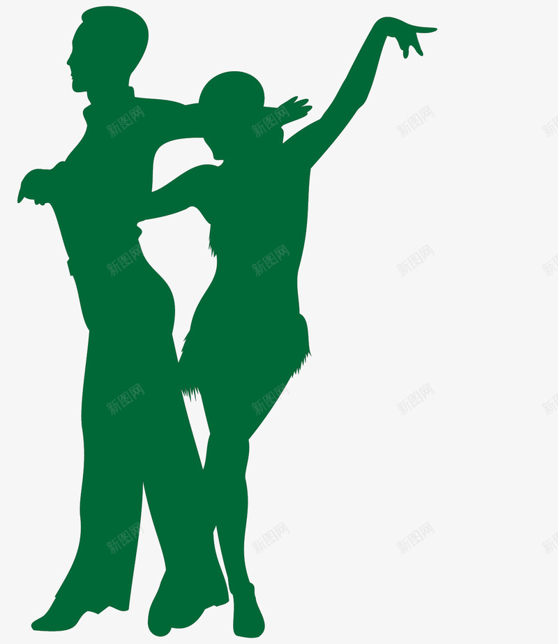 绿色转身双人拉丁舞png免抠素材_88icon https://88icon.com 儿童拉丁舞 双人 拉丁舞 矢量素材 绿色 转身
