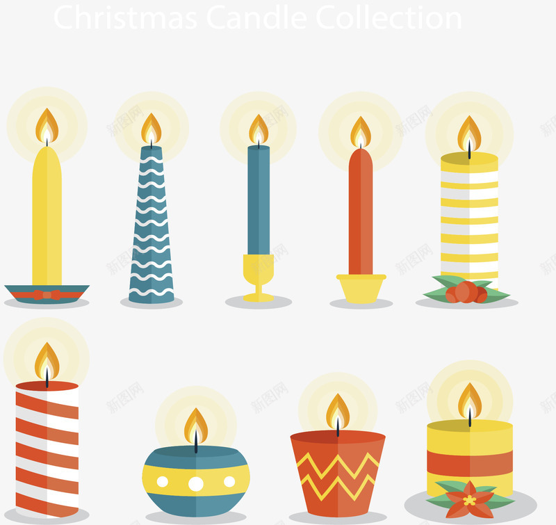 彩色圣诞蜡烛矢量图ai免抠素材_88icon https://88icon.com 卡通 圣诞节 彩色 烛光 烛台 节日 蜡烛 装饰 香薰 矢量图