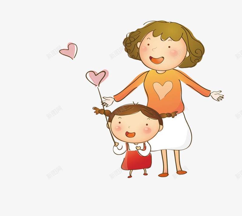 手绘母亲女儿手绘插图png免抠素材_88icon https://88icon.com 三八女王节 三八女神节 三八妇女节 女性 手绘 母亲 爱心
