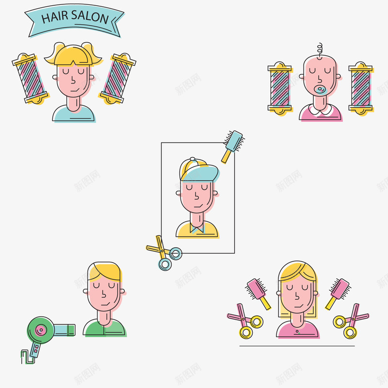 儿童美发沙龙标签矢量图ai免抠素材_88icon https://88icon.com 儿童美发标签 剪头发 小孩子 美发沙龙标签 矢量图