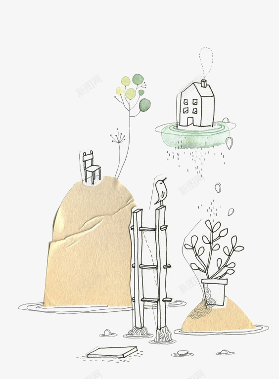 涂鸦房子png免抠素材_88icon https://88icon.com 卡通 庭院 房子 手绘 插画 植物 水彩 涂鸦