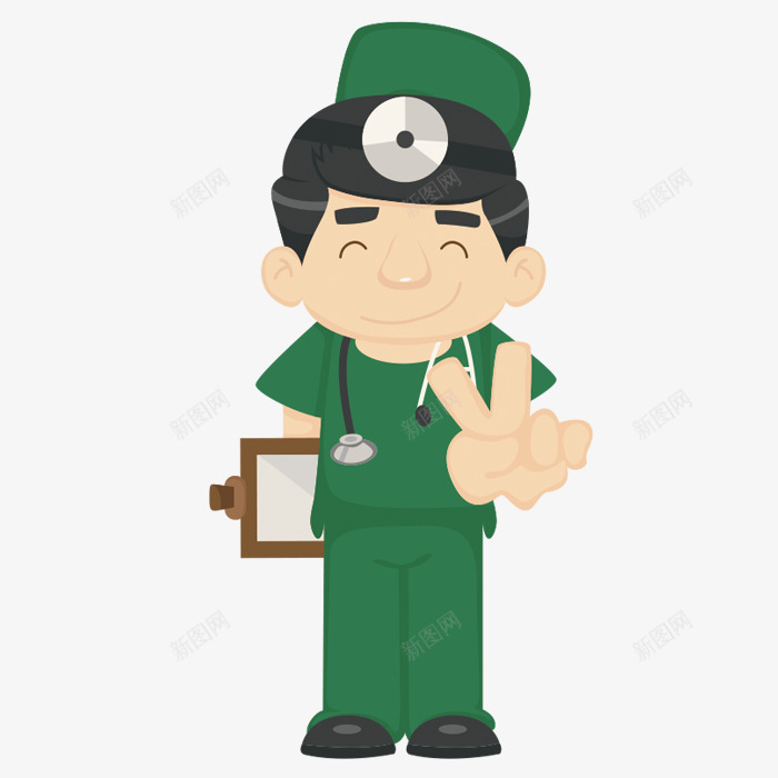 手绘卡通医生形象开心比耶png免抠素材_88icon https://88icon.com 医生 卡通 开心 形象 手绘 比耶