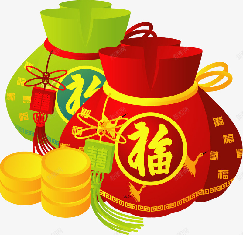 喜庆福袋png免抠素材_88icon https://88icon.com 喜庆 福袋 金色