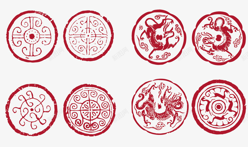 印章矢量图eps免抠素材_88icon https://88icon.com 中国风 中式 卡通 印花 手绘 矢量印章 红色 矢量图
