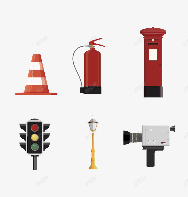 道路交通设备合集矢量图eps免抠素材_88icon https://88icon.com 交通 合集 安全栓 灭火器 红绿灯 设备 道路 矢量图