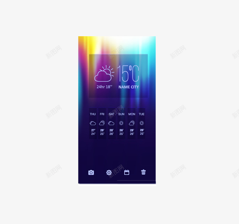 时尚手机主题界面png免抠素材_88icon https://88icon.com 天气 时尚手机界面 背景