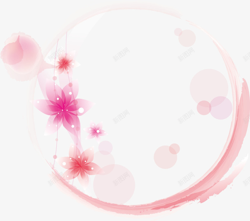 粉色花纹圆圈矢量图ai免抠素材_88icon https://88icon.com 圆花边矢量 墨迹 新图网 梦幻 水彩 矢量素材 花朵 花边 矢量图
