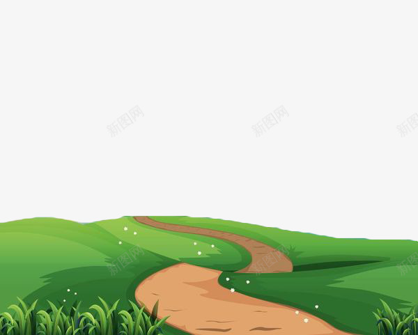 绿色手绘草地小路png免抠素材_88icon https://88icon.com 小路 弯曲 弯道 矢量手绘 绿色 草地 蜿蜒小路 道路