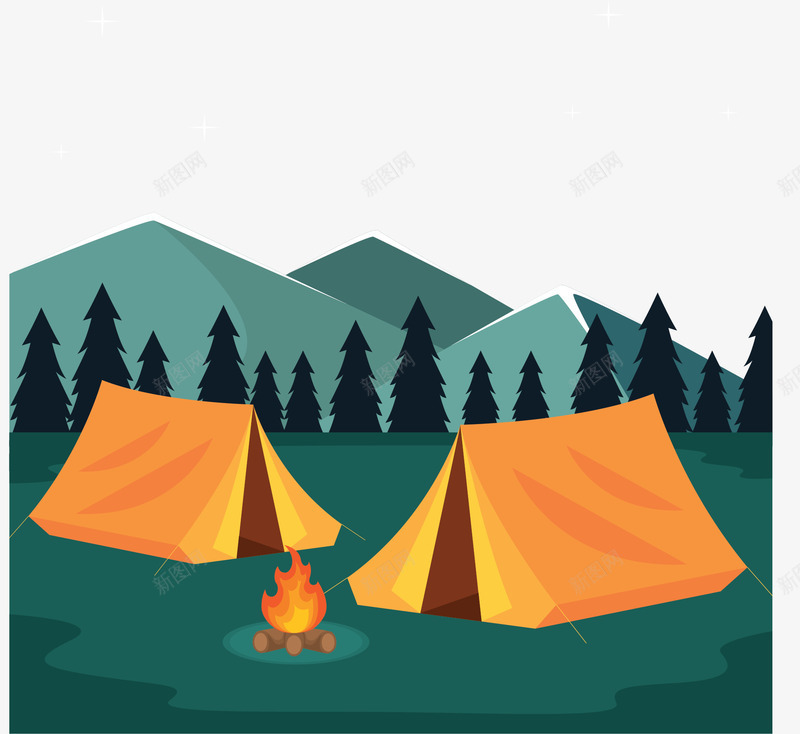 夏天夜晚露营帐篷矢量图ai免抠素材_88icon https://88icon.com 夏天 夏天露营 矢量png 草地露营 露营 露营帐篷 矢量图