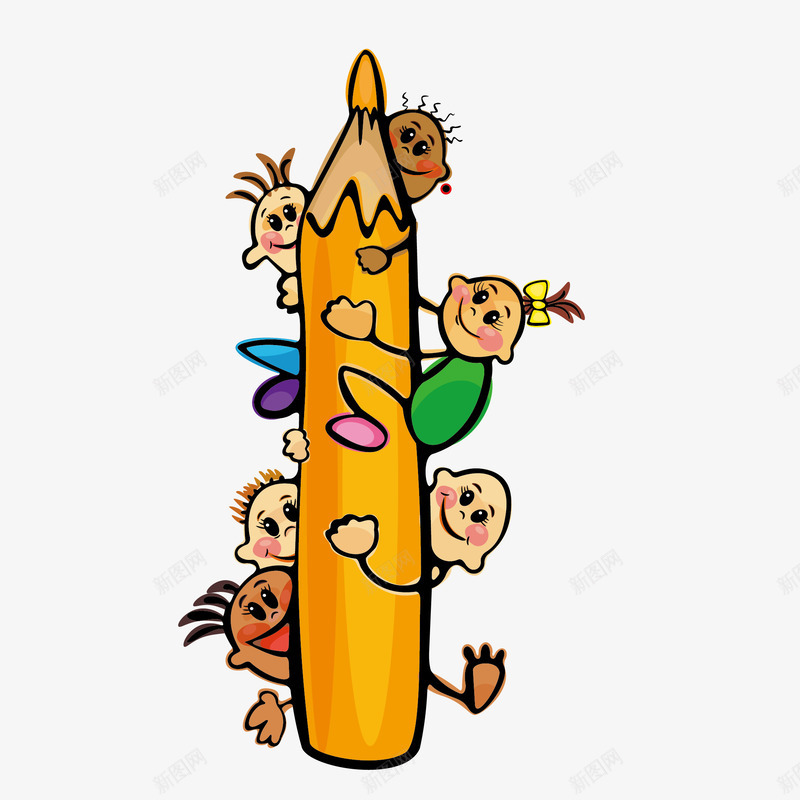 围抱铅笔的宝宝们png免抠素材_88icon https://88icon.com 可爱 学习 宝宝 幼儿教育