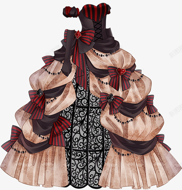 精致复古的裙子png免抠素材_88icon https://88icon.com 免费PNG 服装定制 礼服 英式礼服 蛋糕裙子