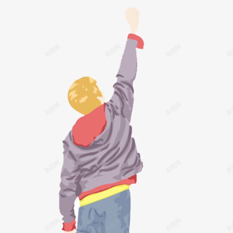 卡通版孤独的背影png免抠素材_88icon https://88icon.com 一个人 卡通版 孤独的背影 抬手 运动 黄色头发