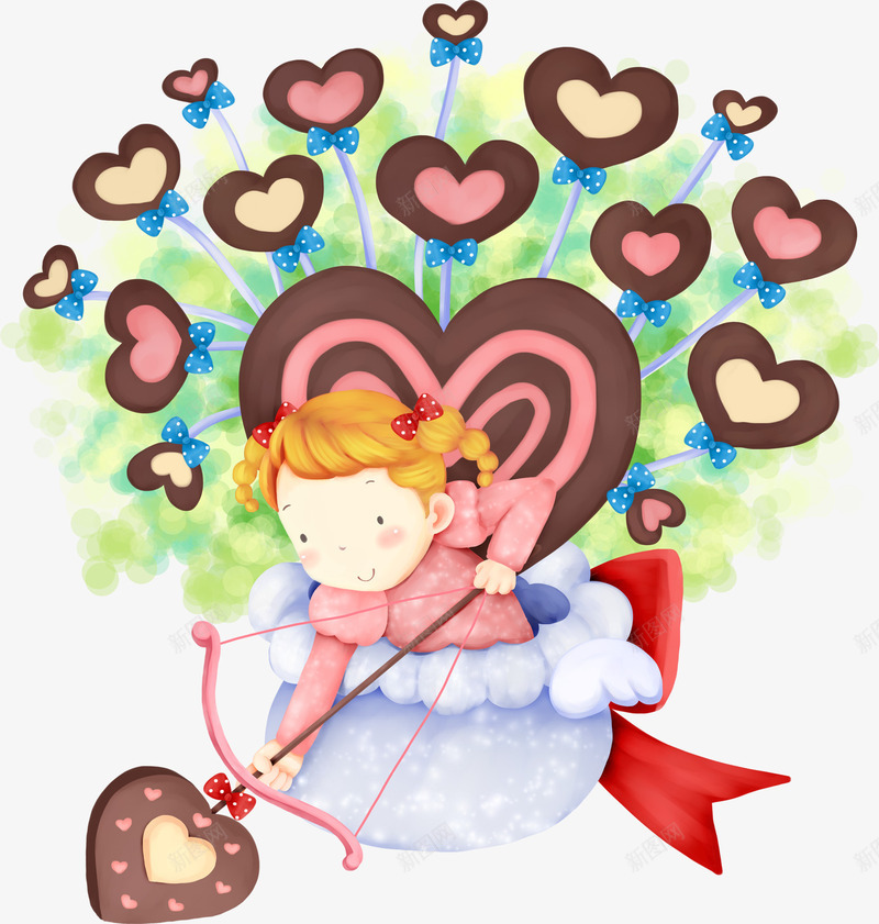 射箭的可爱卡通女孩七夕情人节png免抠素材_88icon https://88icon.com 卡通 可爱 女孩 射箭 情人