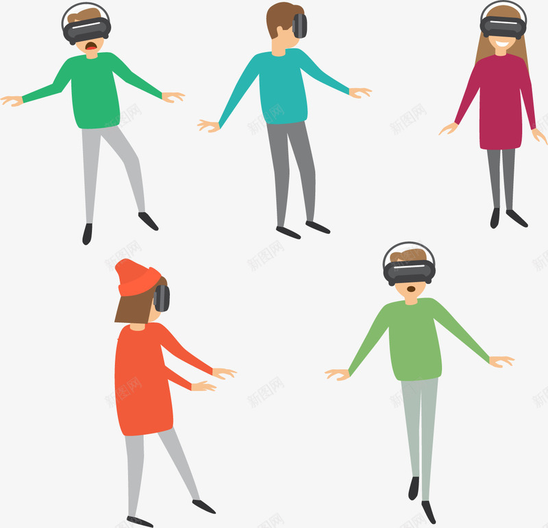人工智能体验馆矢量图eps免抠素材_88icon https://88icon.com VR体验馆 人工智能 矢量素材 身临其境 高科技 矢量图