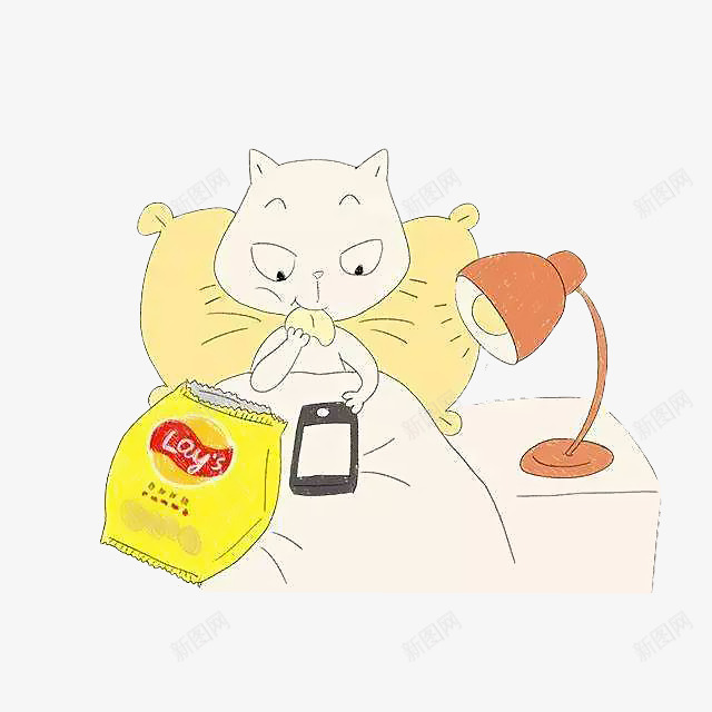 手绘猫咪吃薯片玩手机png免抠素材_88icon https://88icon.com 乐事 卡通 台灯 吃薯片 手机 手绘 插画 猫咪 薯片