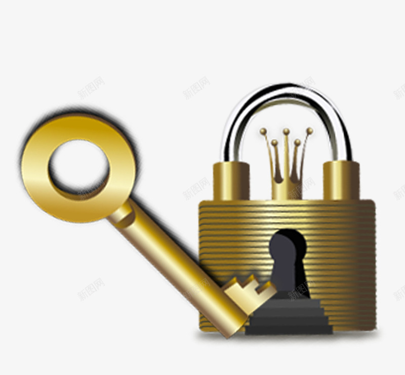 金锁金色色调png免抠素材_88icon https://88icon.com 插画 精致 金色色调 金色钥匙 金锁
