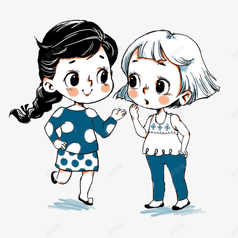 创意手绘闺蜜聊天png免抠素材_88icon https://88icon.com 创意设计 卡通设计 可爱插画设计 闺蜜约会
