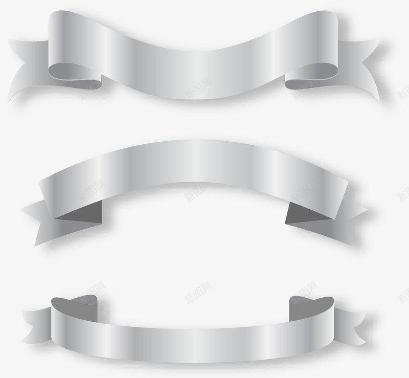 灰色镀银卡通彩带矢量图ai免抠素材_88icon https://88icon.com 彩带 扁平彩带 手绘彩带 灰色 矢量彩带 矢量扁平卡通彩带 镀银彩带 矢量图