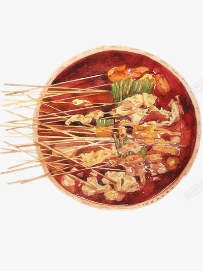 麻辣烫png免抠素材_88icon https://88icon.com 串串 小串 手绘美食 美食插画 食物插画