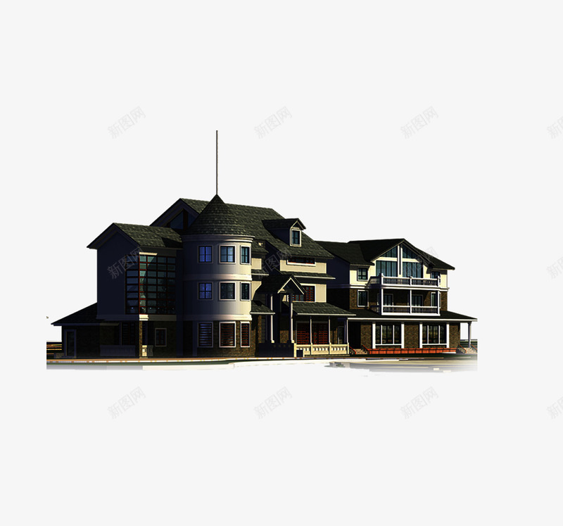 实景别墅元素png免抠素材_88icon https://88icon.com 别墅 大气 房地产 欧式 高端