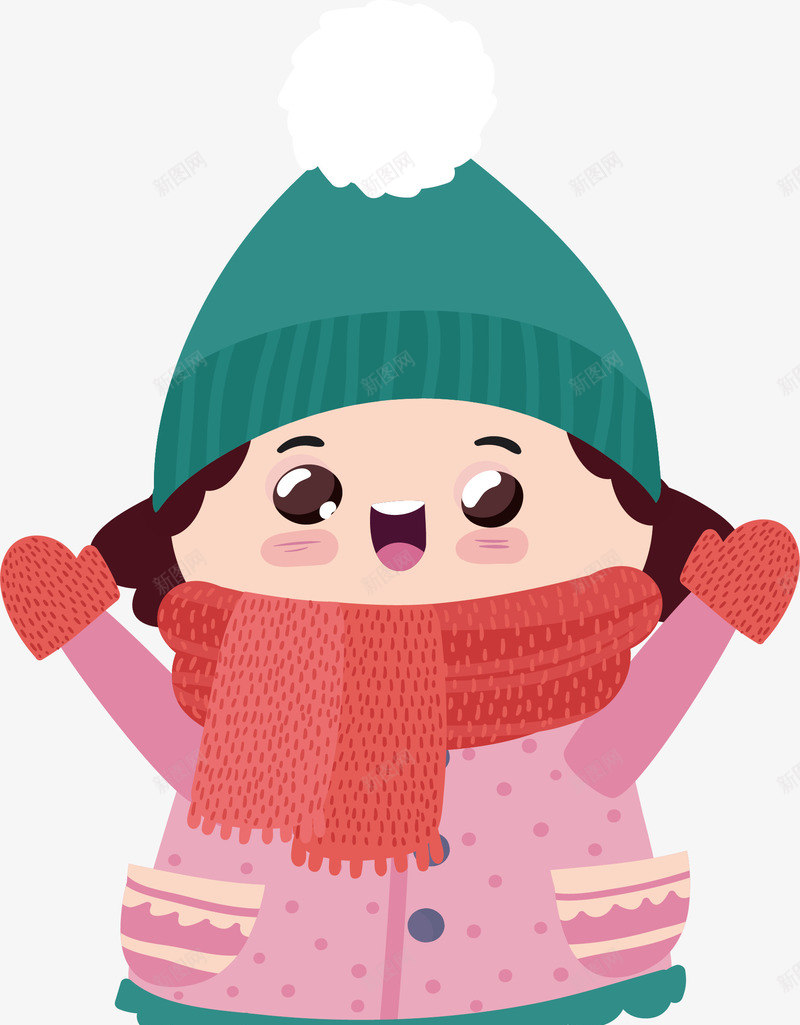 粉红色棉衣欢呼的女孩矢量图ai免抠素材_88icon https://88icon.com 冬天 冬天女孩 可爱女孩 欢呼女孩 矢量png 粉红棉衣 矢量图