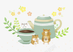 趴在咖啡杯上的鼹鼠png图片下载 趴在咖啡杯上的鼹鼠素材