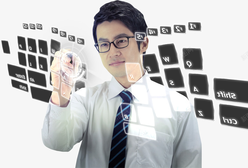 商务男人和触摸屏psd免抠素材_88icon https://88icon.com 人物 商务人物 商务男人 商务白领 白领 科技 触摸屏 键盘