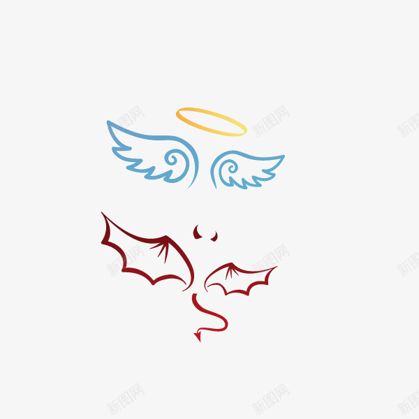天使翅膀恶魔线条装饰图案矢量图ai免抠素材_88icon https://88icon.com 地狱恶魔 天使 天使与魔鬼 天使光圈 恶魔 矢量图 线条 翅膀 装饰图案