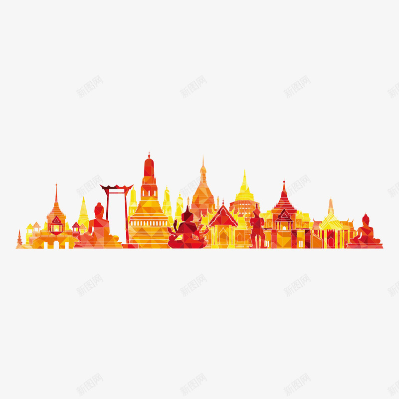 泰国建筑旅游景点剪影矢量图ai免抠素材_88icon https://88icon.com 剪影 国外旅游 场景 建筑 房子 旅游景点 泰国 矢量图